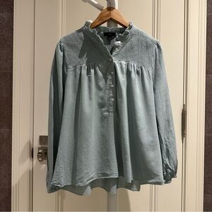 J. Crew long-sleeve soft gauze garden shirt (large, dusty shale)